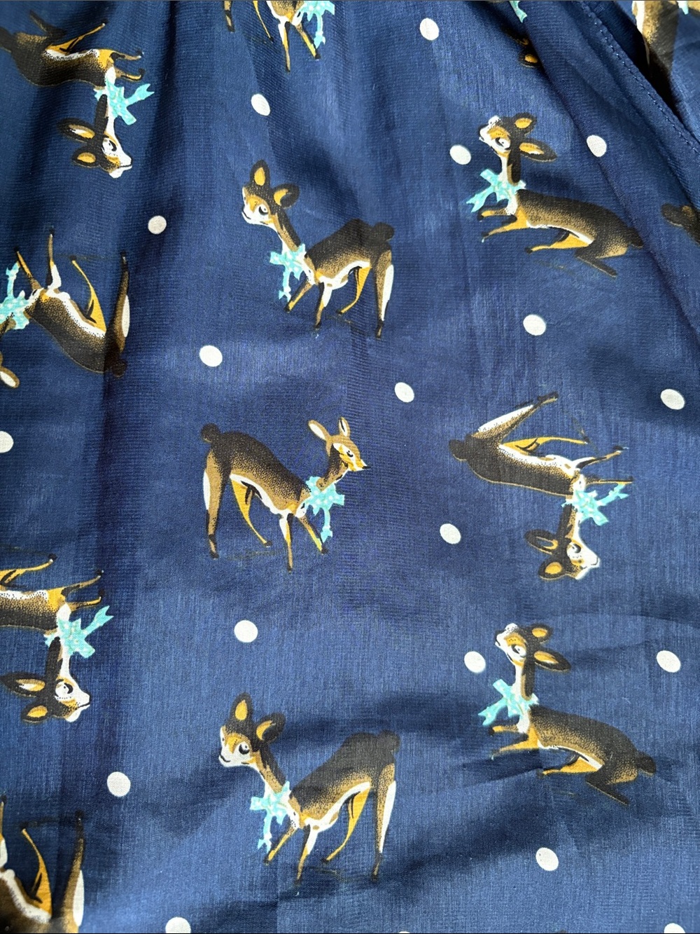 Sleeveless Navy Floral Deer Polka Dot Dress - Picture 6 of 6